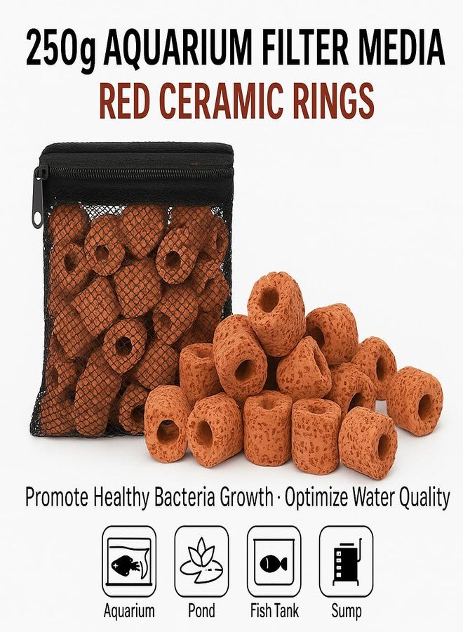VAYINATO® 250g Aquarium Filter Media Red Ceramic Ring Coming with Mesh Bag, Promote Healthy Bacteria Growth and Optimize Water Quality for Fish Tank Sump Pond by Petzlifeworld - Image 4